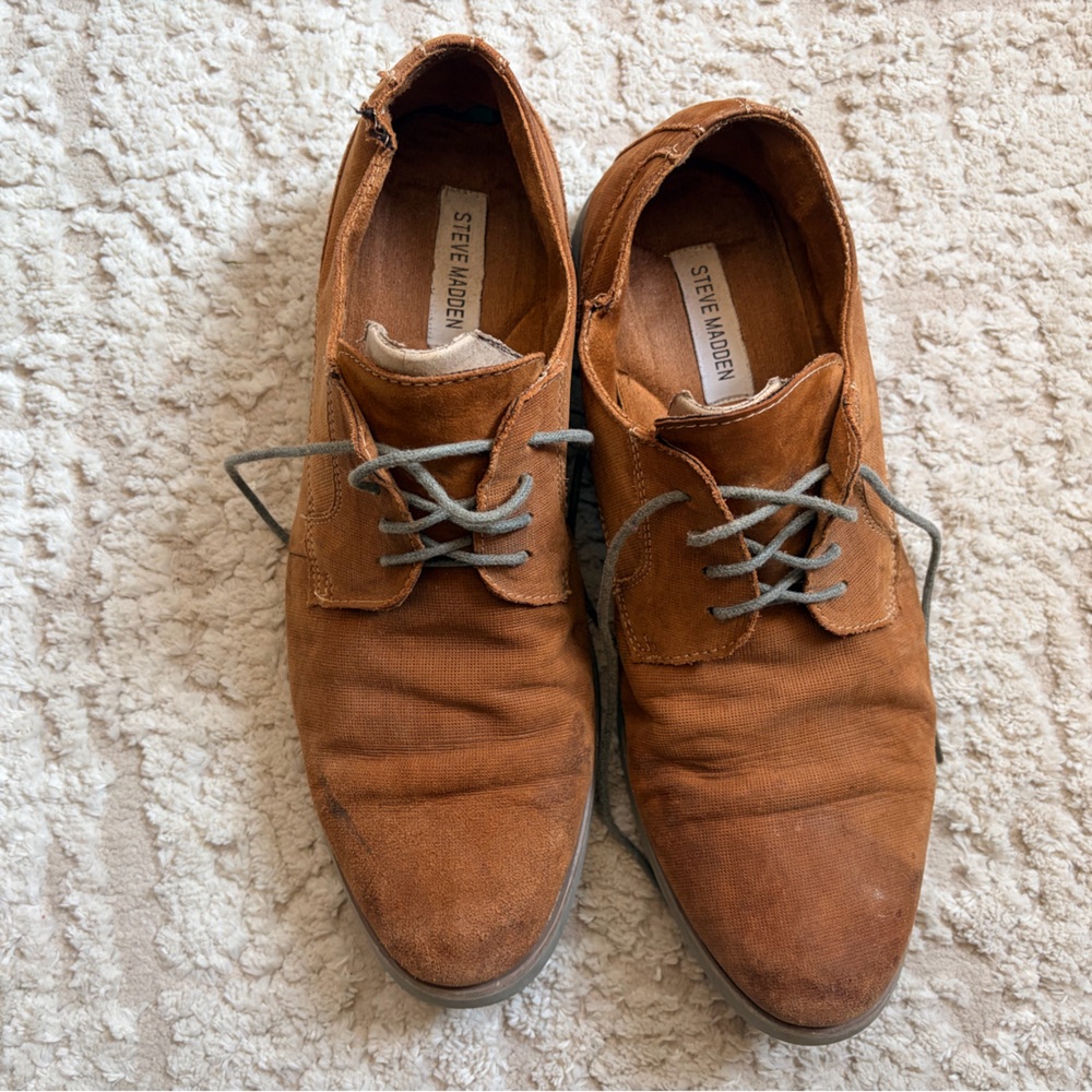 Steve Madden Men's Tan Lace Up Leather Shoes 11